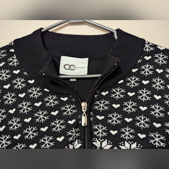 Cottage Country Half-Zip Fair Isle Sweater Hearts Snowflakes Size XL New! - Picture 6 of 10